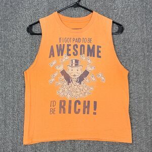 Monopoly T-Shirt Womens Small Orange If I Got Paid To Be Awesome I'd Be Rich